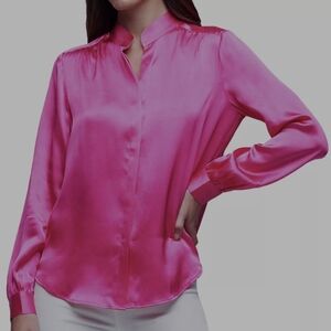 L'AGENCE Vibrant Pink Satin Blouse